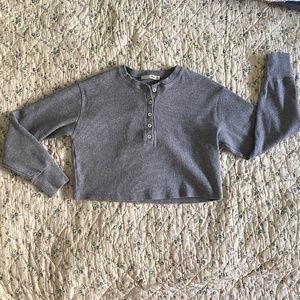 NWT Aritzia Wilfred Free Mavis Long Sleeve Henley Top Gray XXS